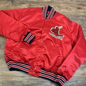 Vintage St Louis Cardinals Varsity Jacket Mens Large Starter Red Satin Bomber